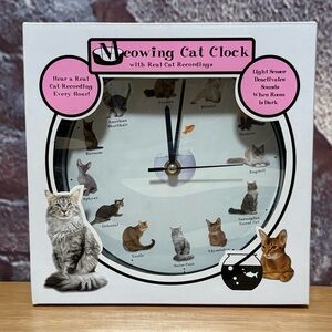 Mark Feldstein Meowing Cat Clock - Real Cat Recordings Wall Clock